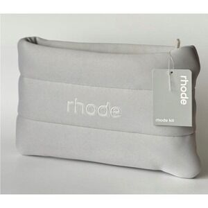 Rhode Skin Puffy Makeup Bag Grey Quilted Cosmetic Pouch